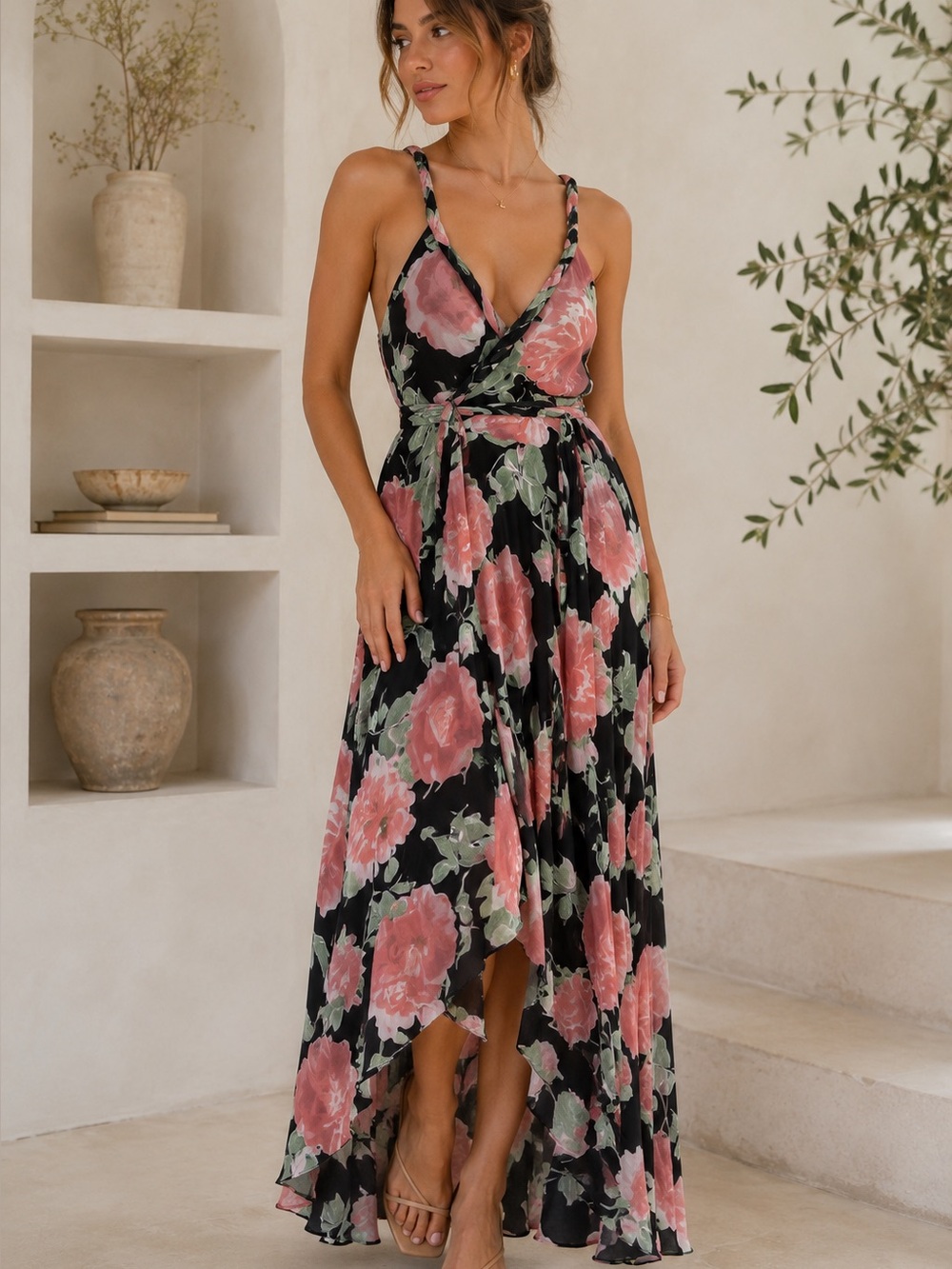 Floral Wrap Maxi Dress Small from Fashion Nova